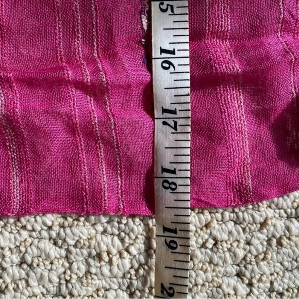 Macy’s neon magenta hot pink viscose fringed oblong skinny scarf wrap